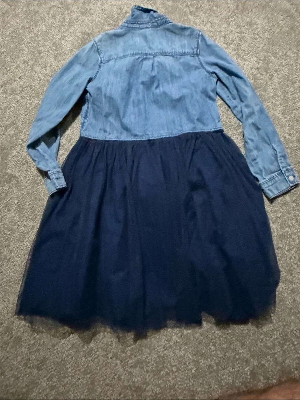 Oshkosh young girls long sleeve dress denim and blue size 7 super cute